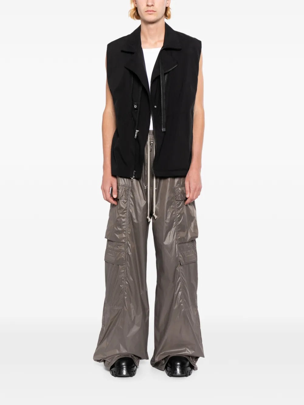 Rick Owens DRKSHDW Double Cargo Jumbo Belas Pants Dust - full body view showing wide leg fit 