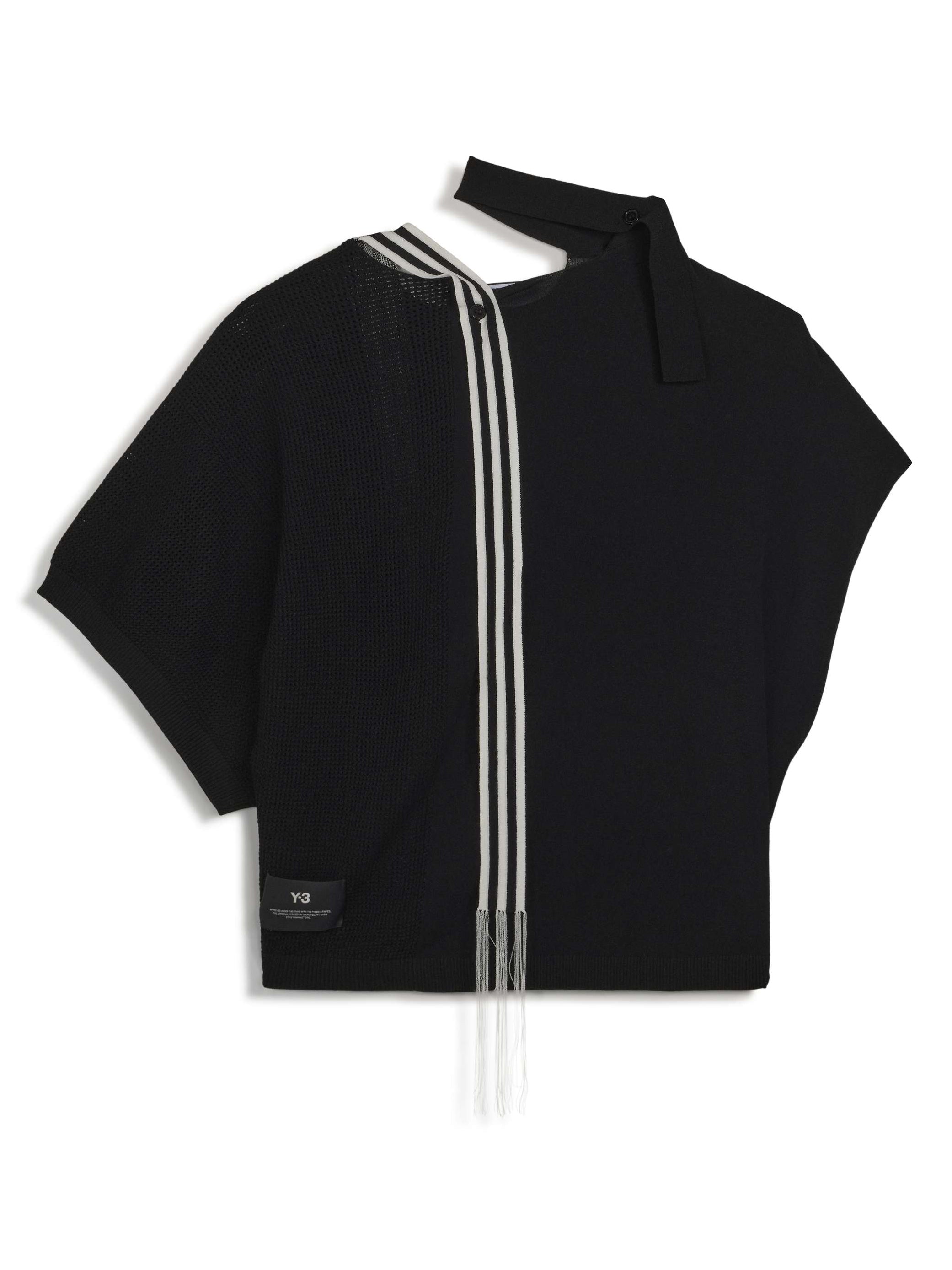 Back packshot of the Y-3 Knit Top in Black, highlighting the smooth knit texture and minimalist back silhouette.