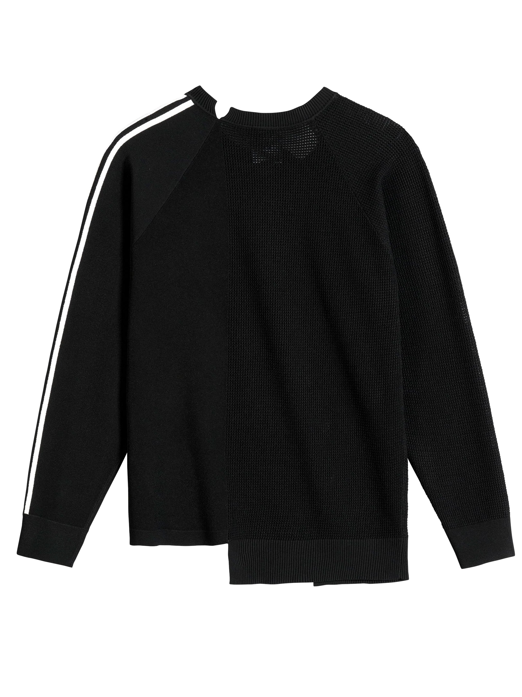 Back packshot of the Y-3 Logo Knit Sweatshirt in Black, highlighting the relaxed silhouette and clean knit fabric.