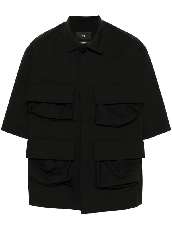 Y-3 - short sleeve 4-pocket shirt in black - 1