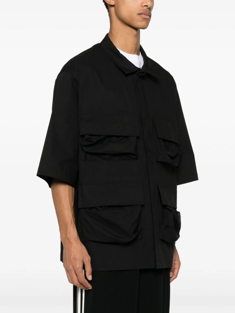 Y-3 - short sleeve 4-pocket shirt in black - 3