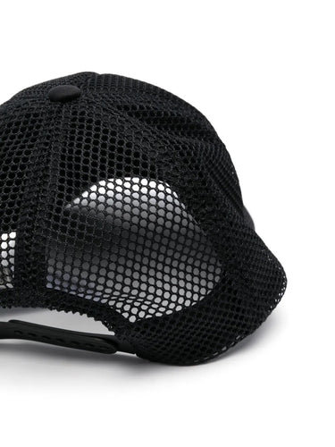 Black mesh cap on a white background