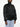 Person wearing a black bomber jacket on a white background
