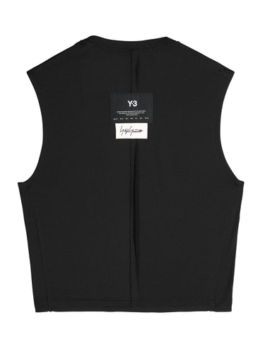 Back packshot of the Y-3 Women’s Knit Double-Dye Tank in Beige, displaying the dip-dye design, straight back hem, and soft single jersey construction.