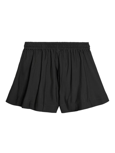 Back packshot of the Y-3 Women’s Tennis Shorts in Black, highlighting the clean lines and relaxed silhouette.