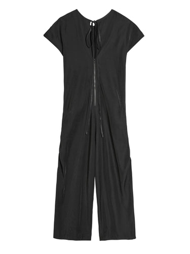 Back packshot of the Y-3 Women’s Utility Dress in Black, highlighting the relaxed fit and versatile design.