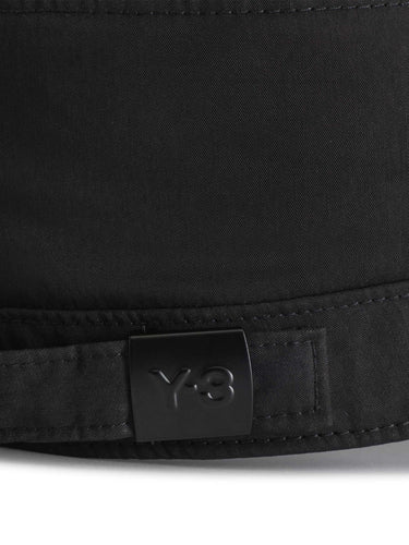 Close-up packshot of the back of the Y-3 Workwear Cap in Black, emphasizing the ventilation eyelets and structured construction.