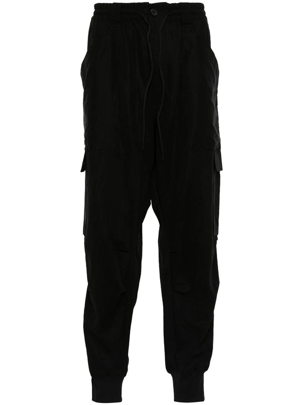 Y-3 │ Wash Twill Cuffed Pants in Black
