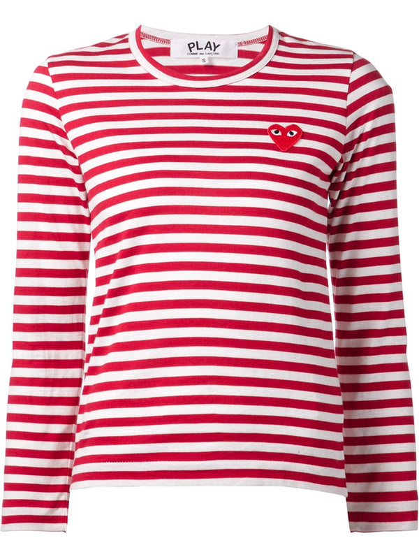 Womens Striped Tee Red Heart - Red