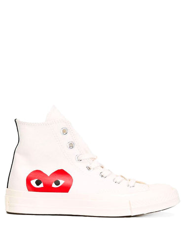 Converse High 'Chuck Taylor' Sneakers - White-[-Comme des Garçons Play-1