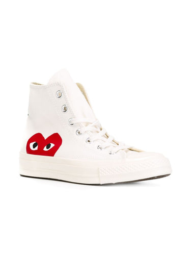 Converse High 'Chuck Taylor' Sneakers - White-[-Comme des Garçons Play-3