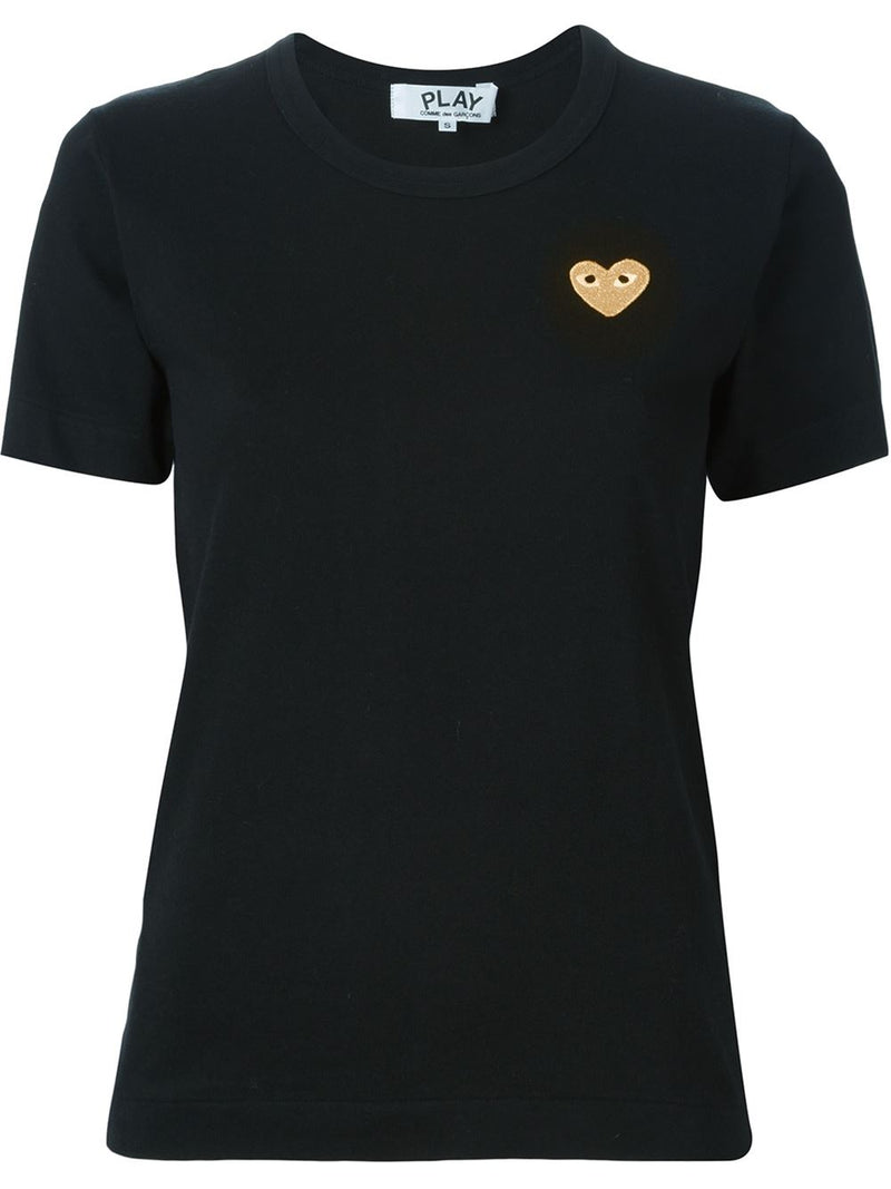Women's Short Sleeve Tee Gold Heart - Black