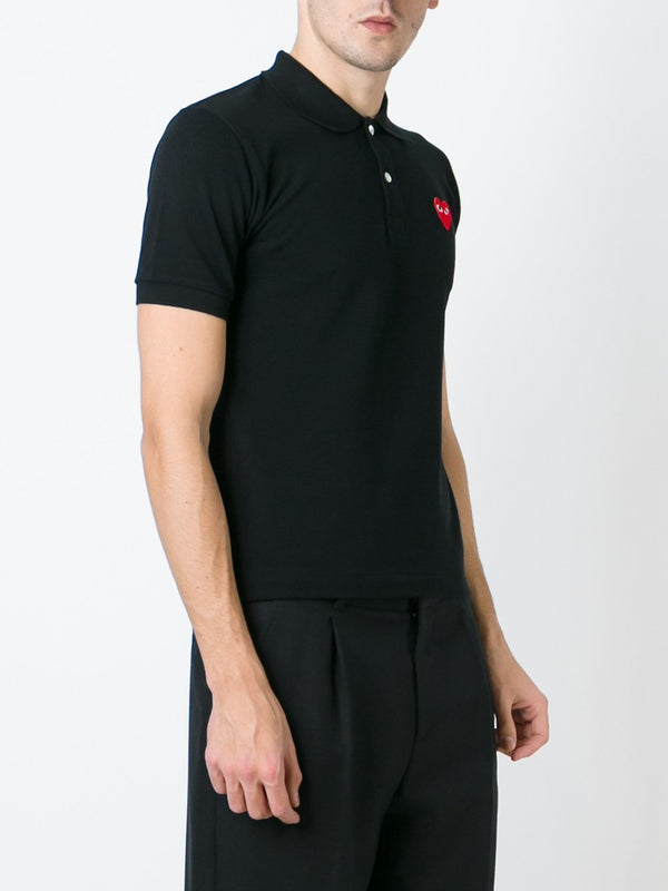 Comme des Garçons Play | Men's Polo Shirt Red Heart in Black