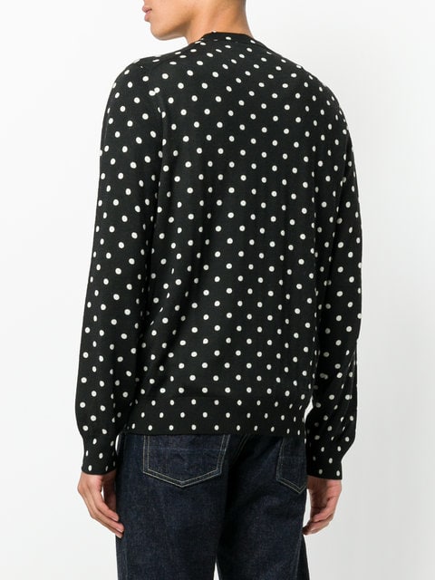 Mens V-Neck Pullover Polka Dot Black Heart - Black-[-Comme des Garçons Play-4