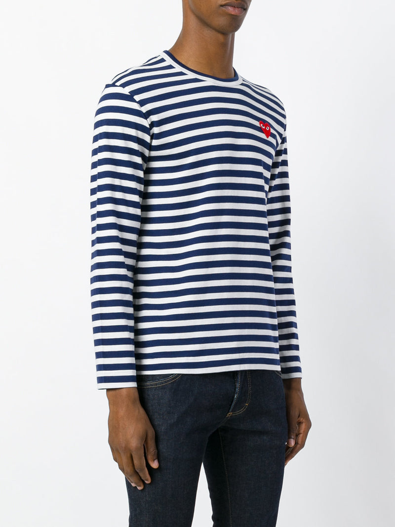 Mens Striped Tee Red Heart - Blue