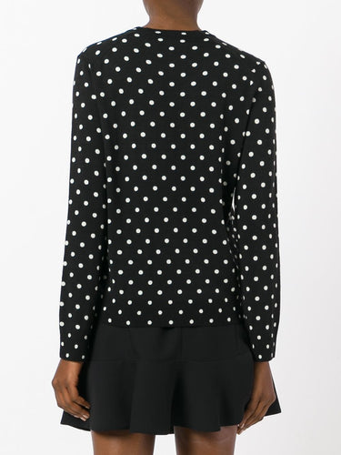 Womens V-Neck Pullover Polka Dot Black Heart - Black-[-Comme des Garçons Play-4
