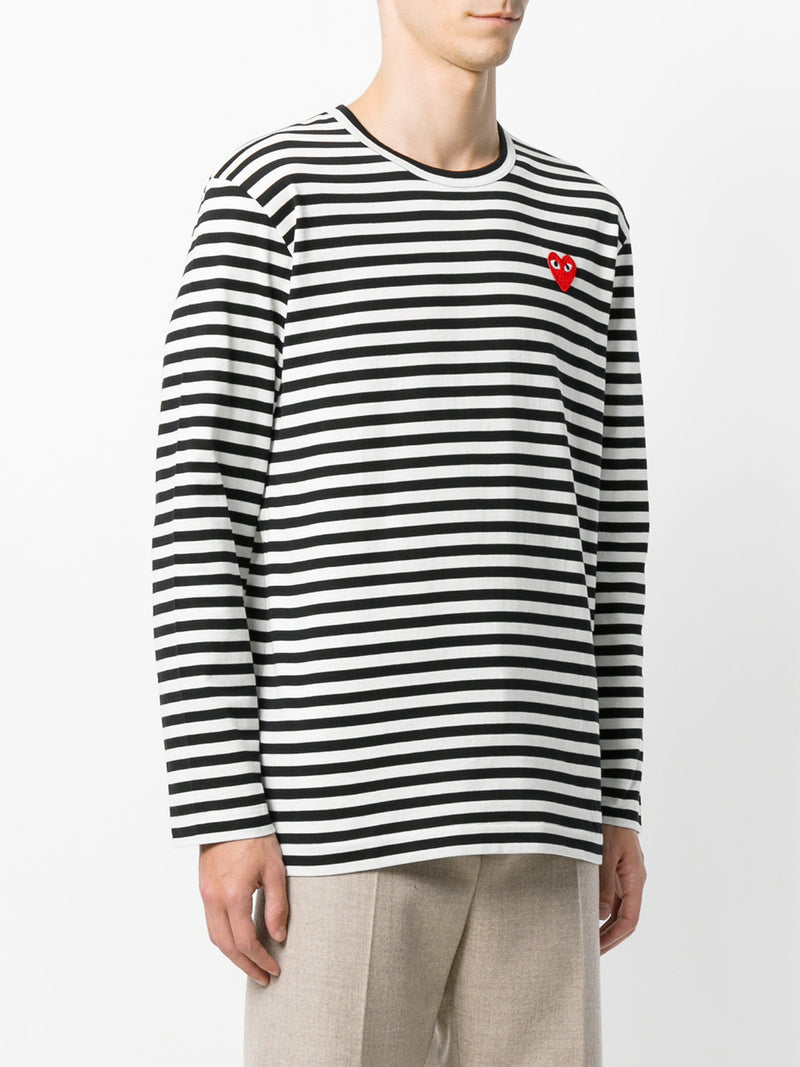 Mens Striped Tee Red Heart - Black