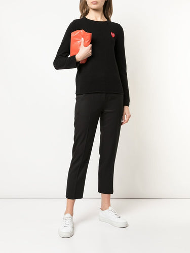 Womens Crewneck Pullover Red Heart - Black-[-Comme des Garçons Play-2