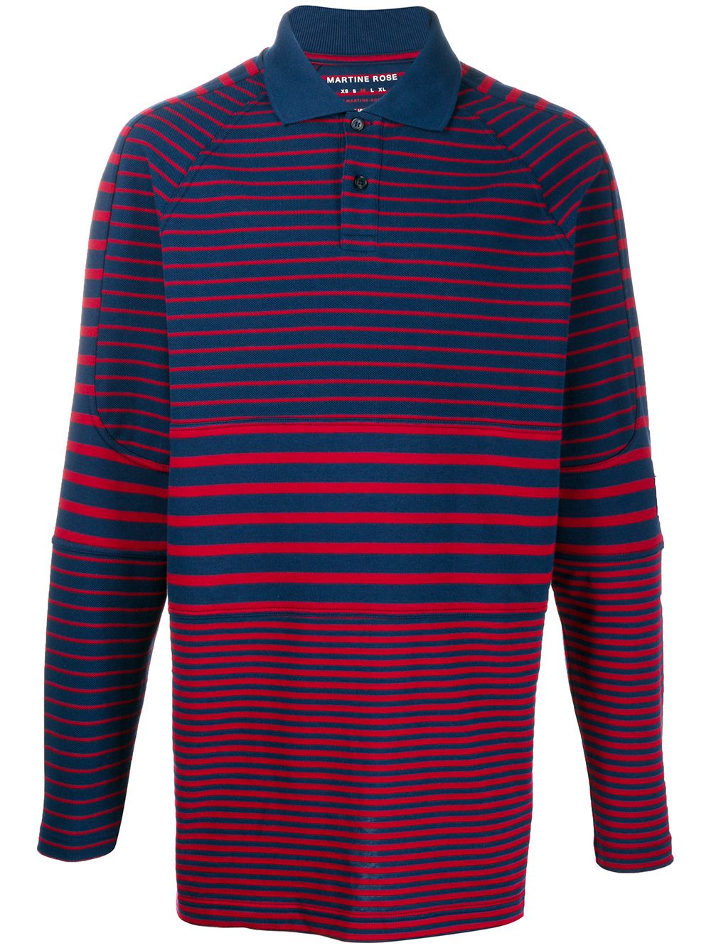Panelled Polo Top - Red Stripes