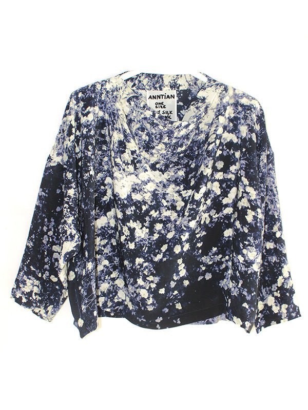 Asymetric Top - Panel Print I Frosted Flowers - Navy