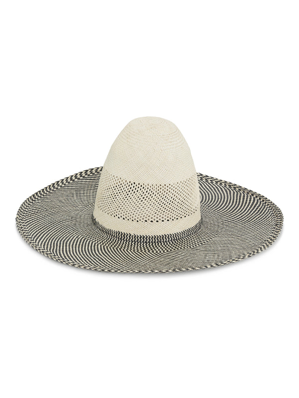 Big Shade Panama Hat - Black and White