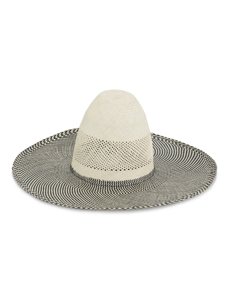 Big Shade Panama Hat - Black and White