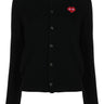 CDG Play x Invader Womens Black Cardigan - Pixelated Heart-[-Comme des Garçons Play-1