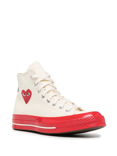 Converse High 'Chuck Taylor' Sneaker Red Sole - White-[-Comme des Garçons Play-3