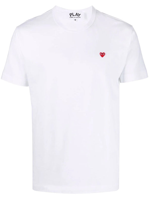 Mens Short Sleeve T Shirt Small Red Heart - White