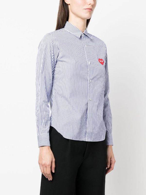 CDG Play x Invader Womens Striped Shirt - Pixelated Heart