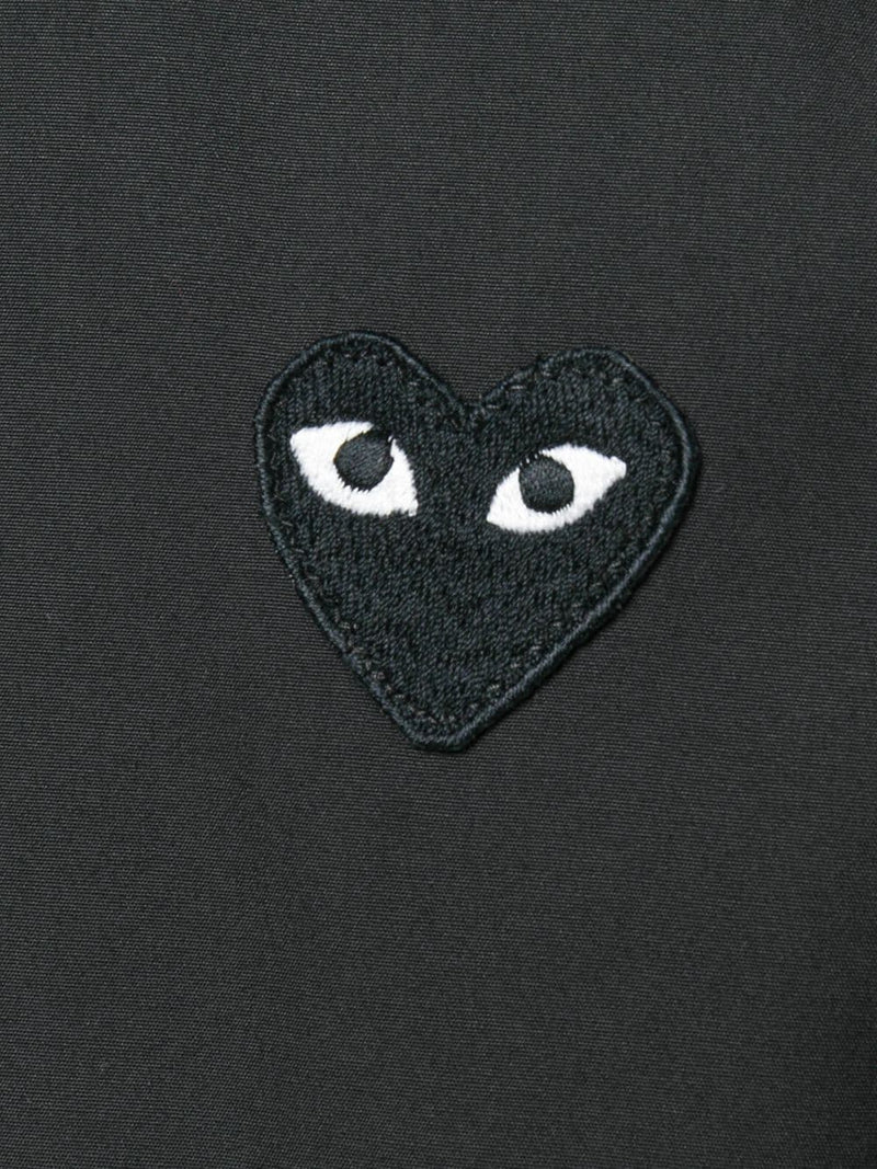 Comme des Garcons Play mens collar shirt in black with embroidered black heart - 5