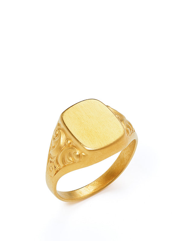 Flora Signet Ring - Gold Plated