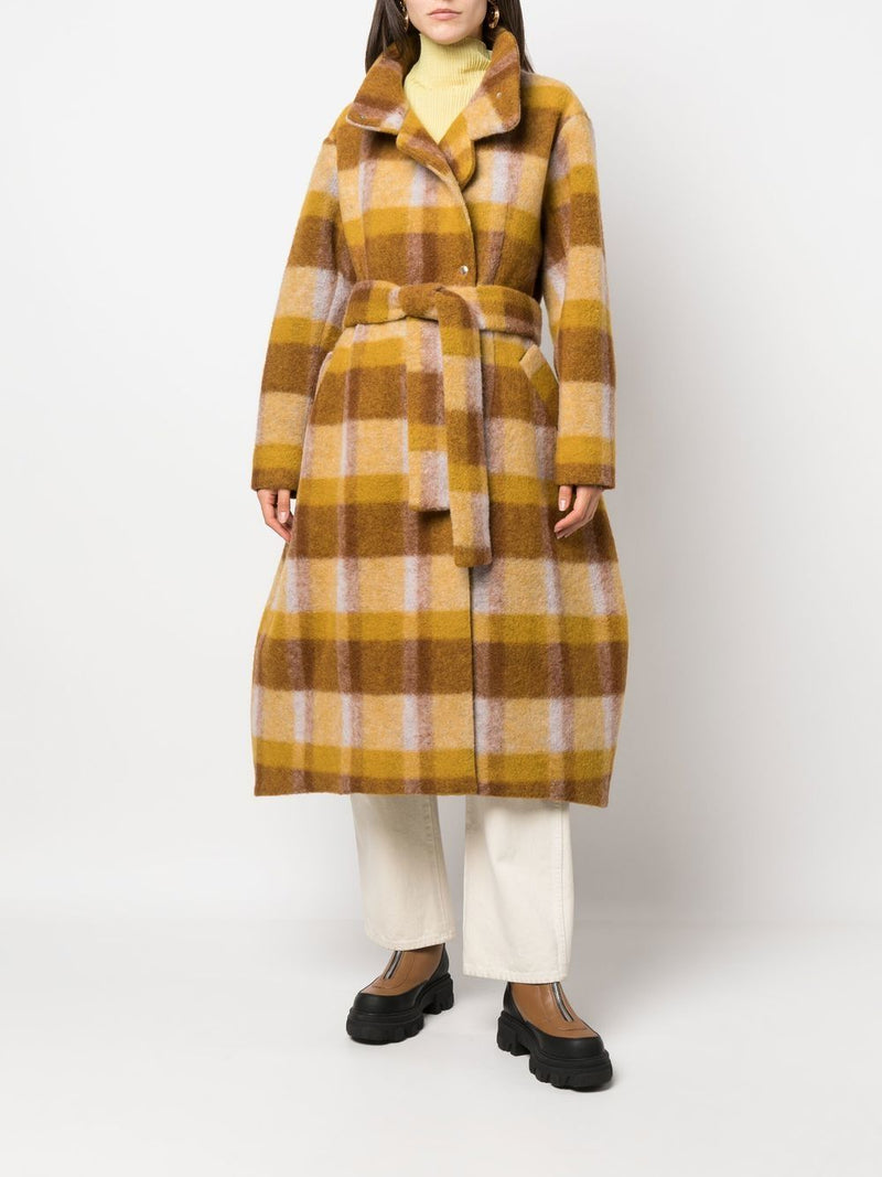 Halo Wool Coat - Brown Curry Tiles