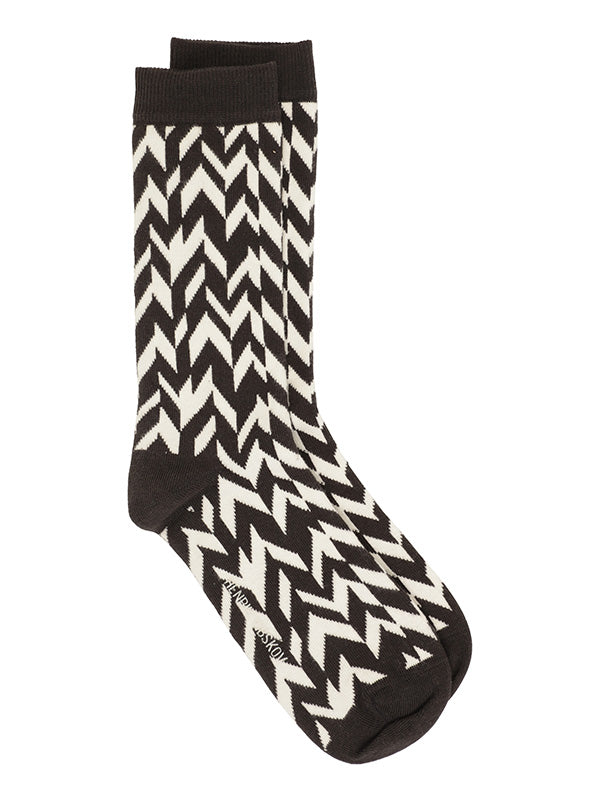 Herringbone Socks Femme - Black White