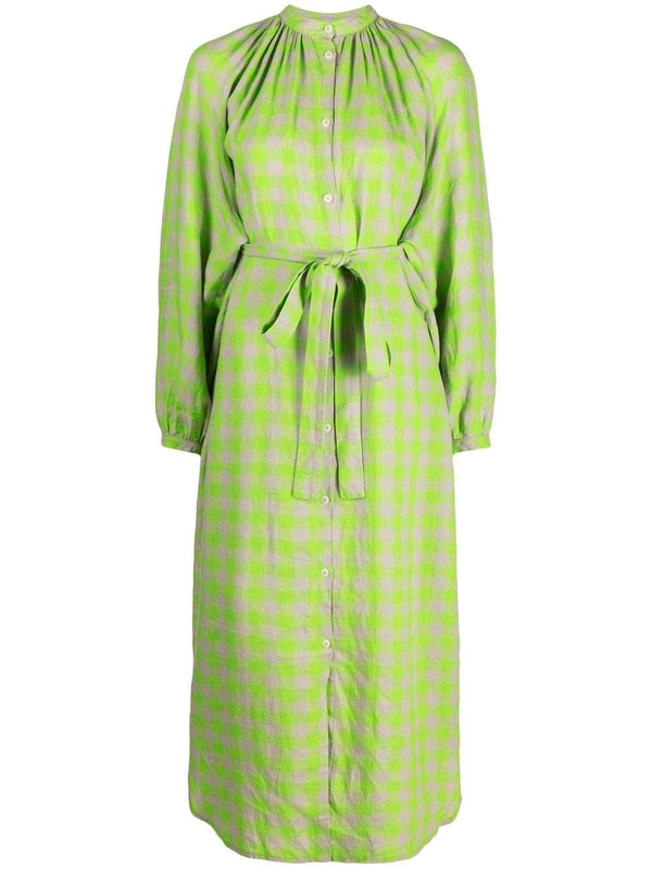 Leaf Dress - Spring Green Checks