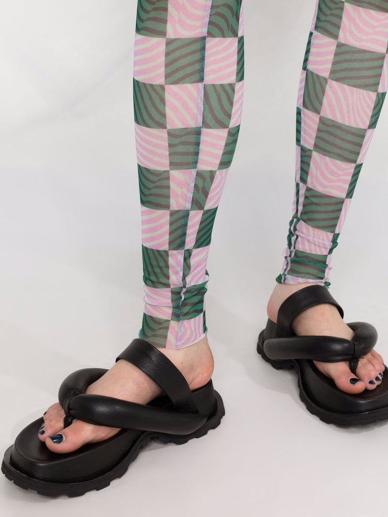 Mesh Leggings - Waves Green Pink