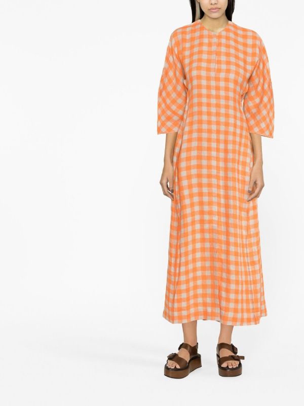 Line Dress - Orange Checks