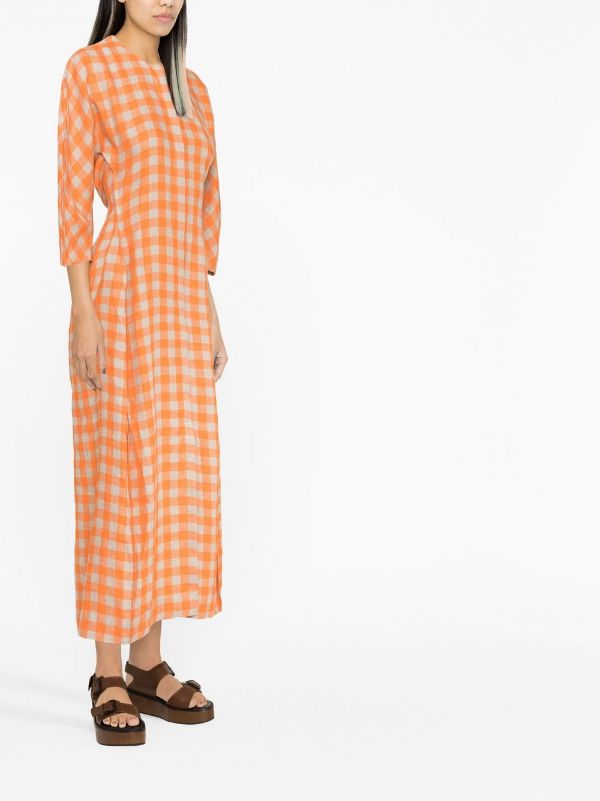 Line Dress - Orange Checks