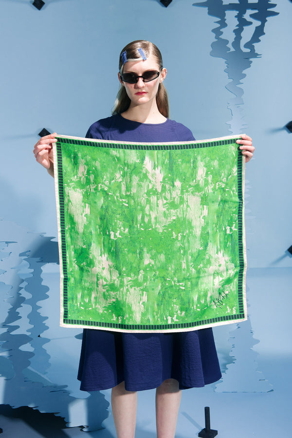 Henrik Vibskov silk scarf in Green Riddle