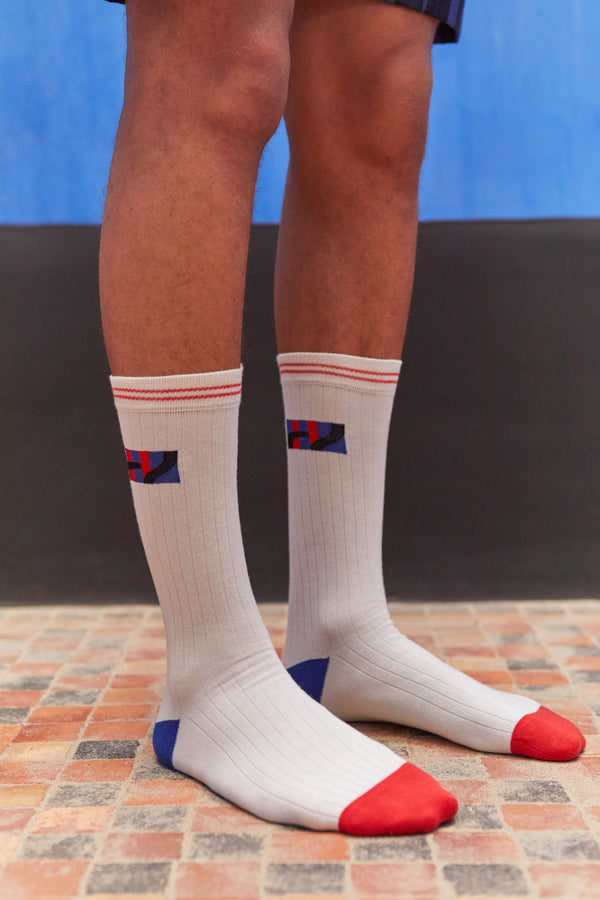 Sporty Svibs Socks Homme - White Red Blue