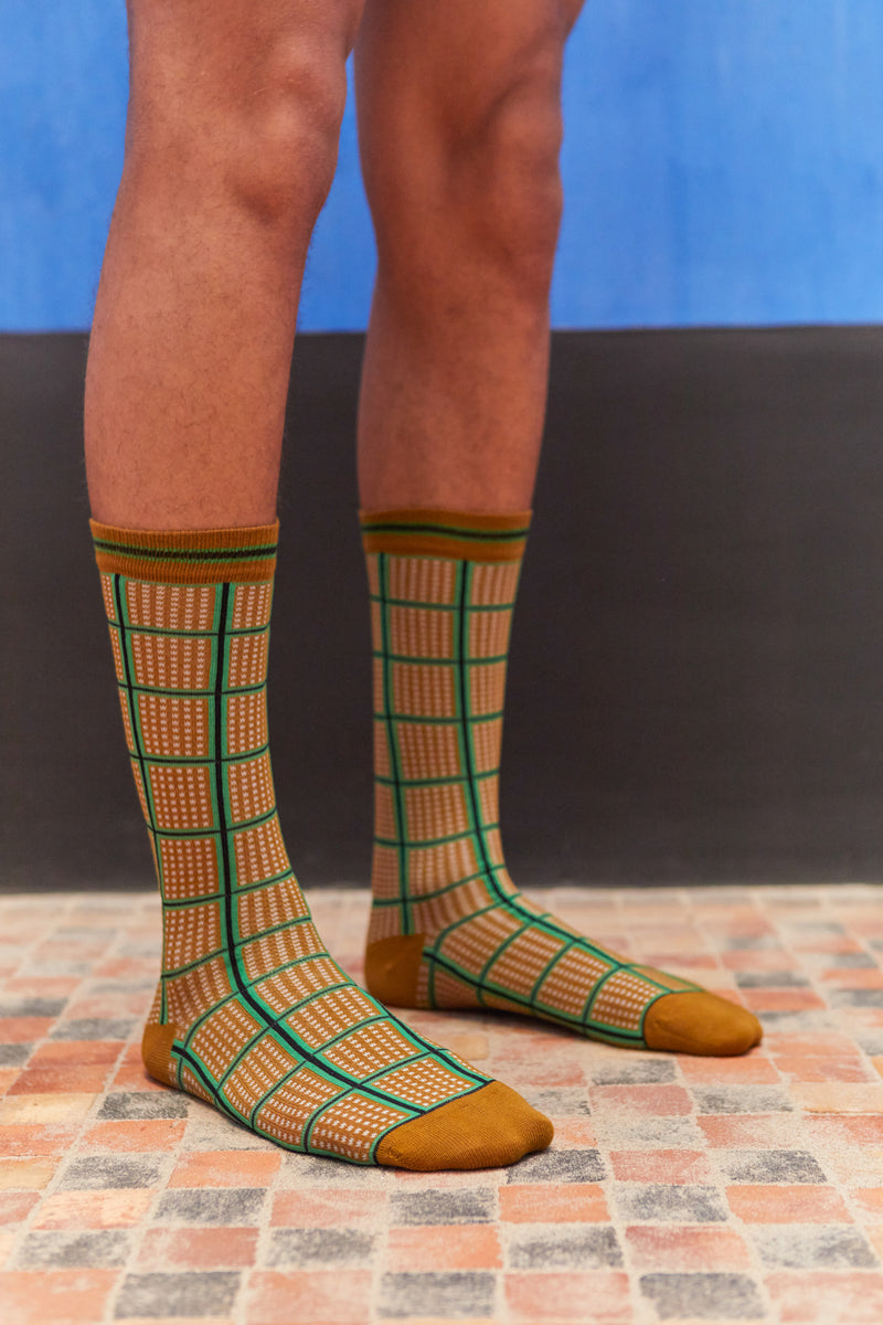 Bathroom Tiles Socks Homme - Green and Brown Tiles