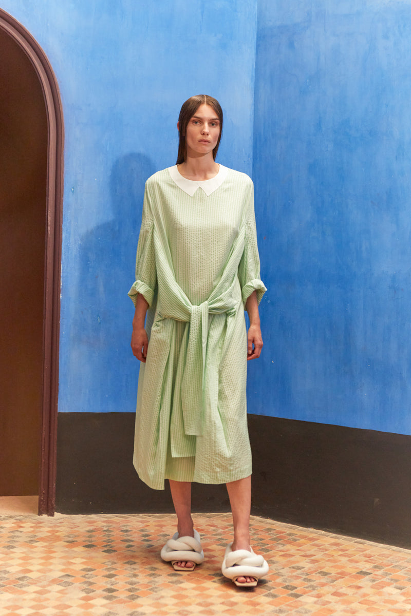 Henrik Vibskov 3D Dress in Green Stripes - Henrik Vibskov Boutique