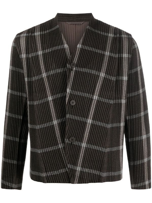 Tweed Pleats Jacket - Black Check