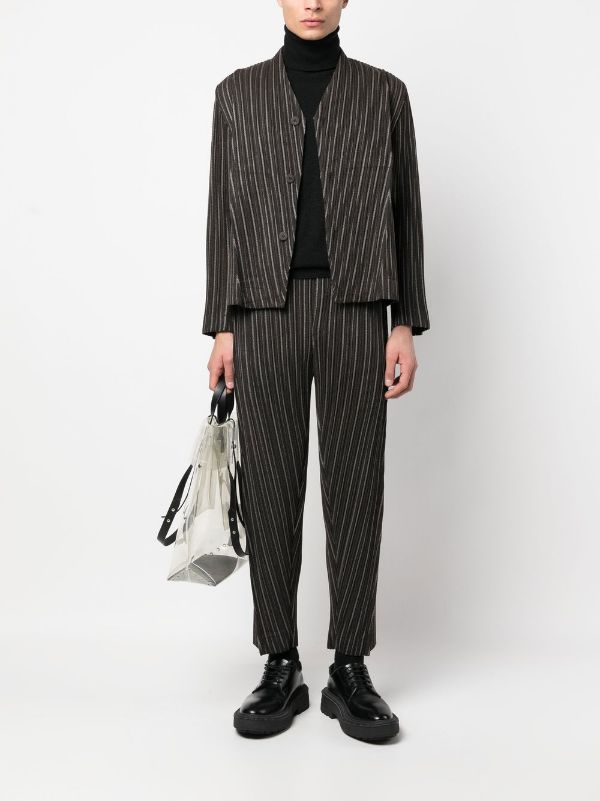 Tweed Pleats Jacket - Black Stripe