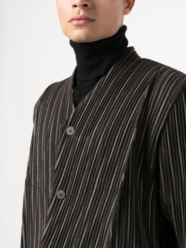 Issey Miyake Homme Plissé │ Tweed Pleats Jacket in Black Stripe