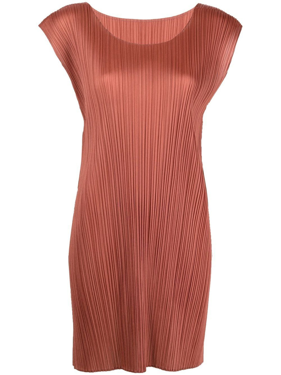 issey miyake brown dress Pleats Please Issey Miyake // Dark Brown Plisse Zip Dress – VSP Consignment main image 0