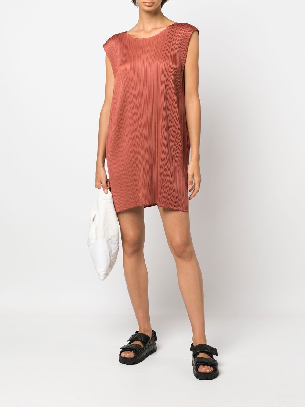 SS22 Sleeveless Short Dress - Brown-[-Issey Miyake Pleats Please-2