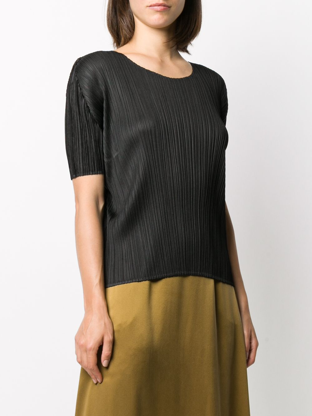 Short Sleeve Top - Black-[-Issey Miyake Pleats Please-3