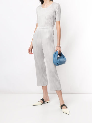 Short Sleeve Top - Light Grey-[-Issey Miyake Pleats Please-2