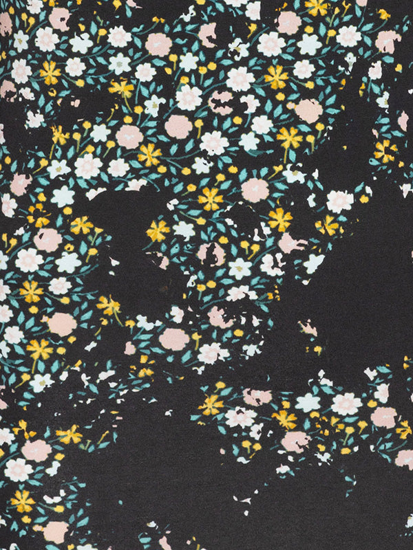 Distressed Print Turtleneck - Black Floral